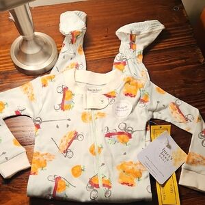 NWT Burt's Bees Baby Footie Pajamas with Pumpkin Print